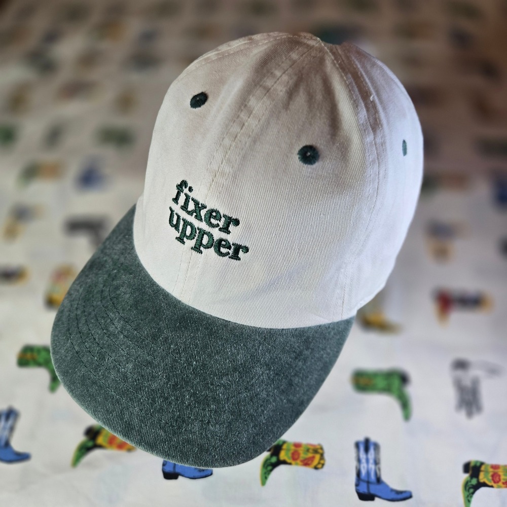 Fixer Upper Newhattan‎ Dad Hat OSFA White Green Embroidered Adjustable Strapback